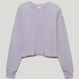 TNA Lavender Waffle Crew Boxy Knit Top